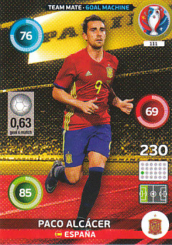 Paco Alcacer Spain Panini UEFA EURO 2016 Goal Machine#111